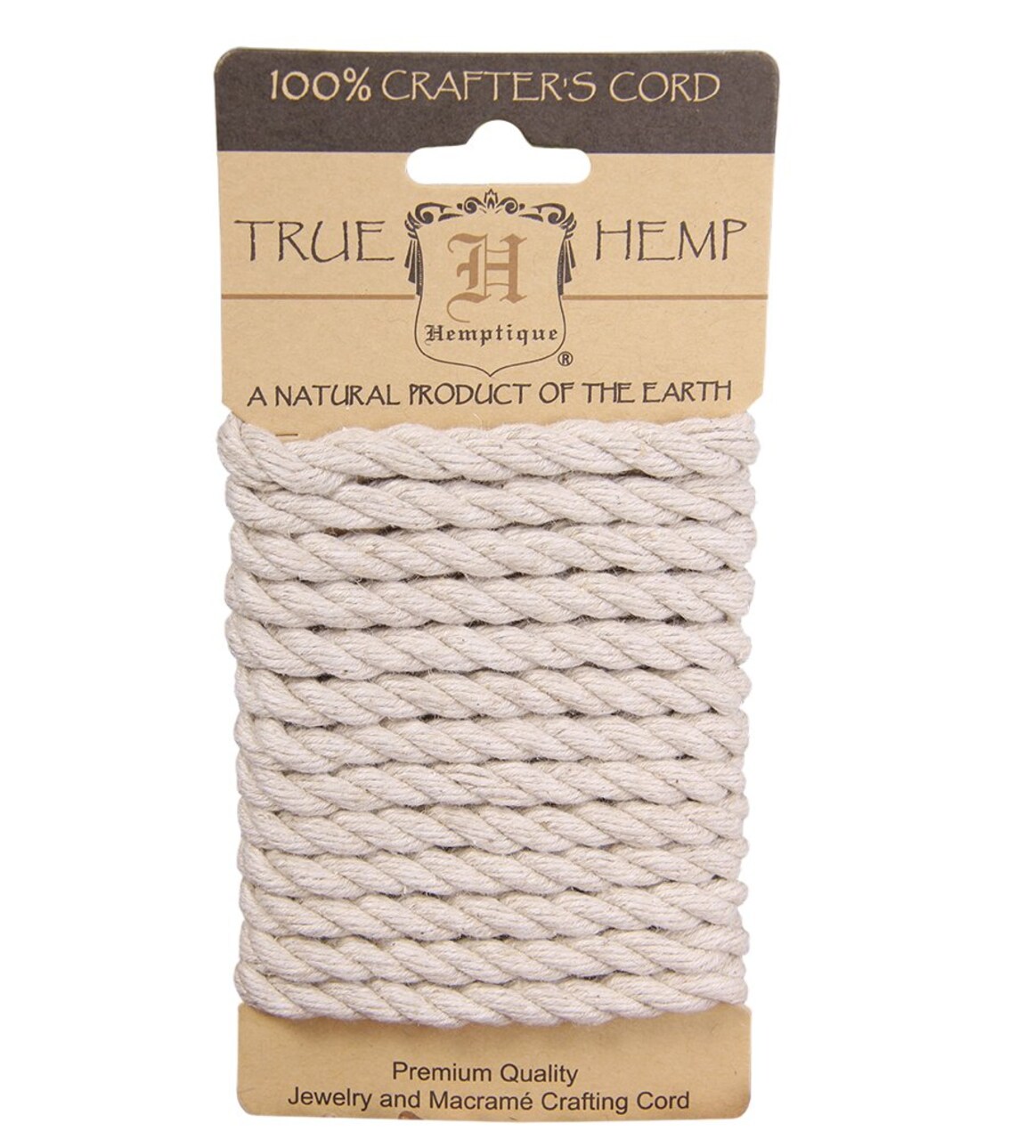 Hemptique 6mm Twisted Hemp Rope Cards Eco Friendly Sustainable Naturally Grown Jewelry Bracelet Making Paper Crafting Scrapbooking Bookbinding Mixed Media Crocheting Macrame Seasonal Holiday Gift Wrapping Outdoor Gardening